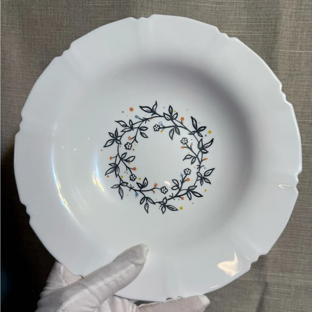 5- Ikea Sanning White Pasta/Soup Bowl With Flowers